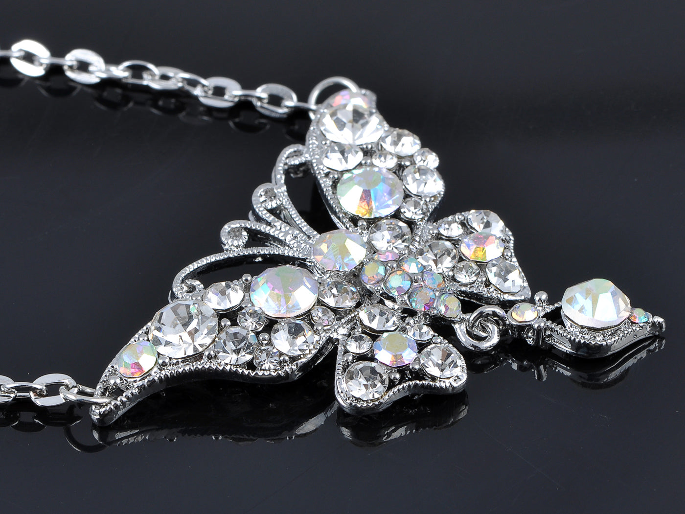 Royal Butterfly Dangle Ice Ab Collection Pendant Necklace