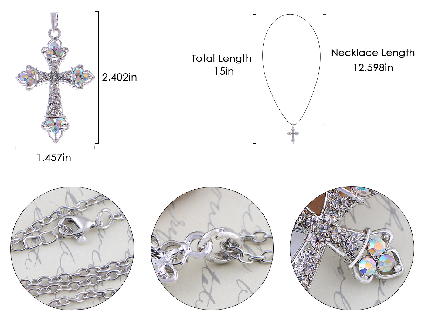 Holy Church Cross D Maple Point Pendant Necklace