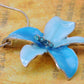 Tropical Hawaiian Fresh Flower Sky Blue Enamel Necklace Earring Set
