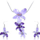 Pink Purple Hawaiian Flower Necklace Earrings Set
