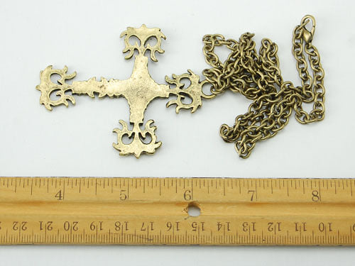 Antique Vintage Reproduct Tribal Cross Jewelry Necklace Pendant