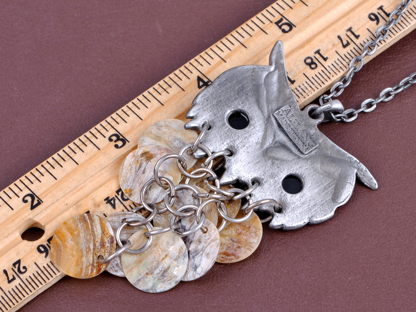 Silver Sea Shell Body Hooting Owl Brass Necklace Pendant