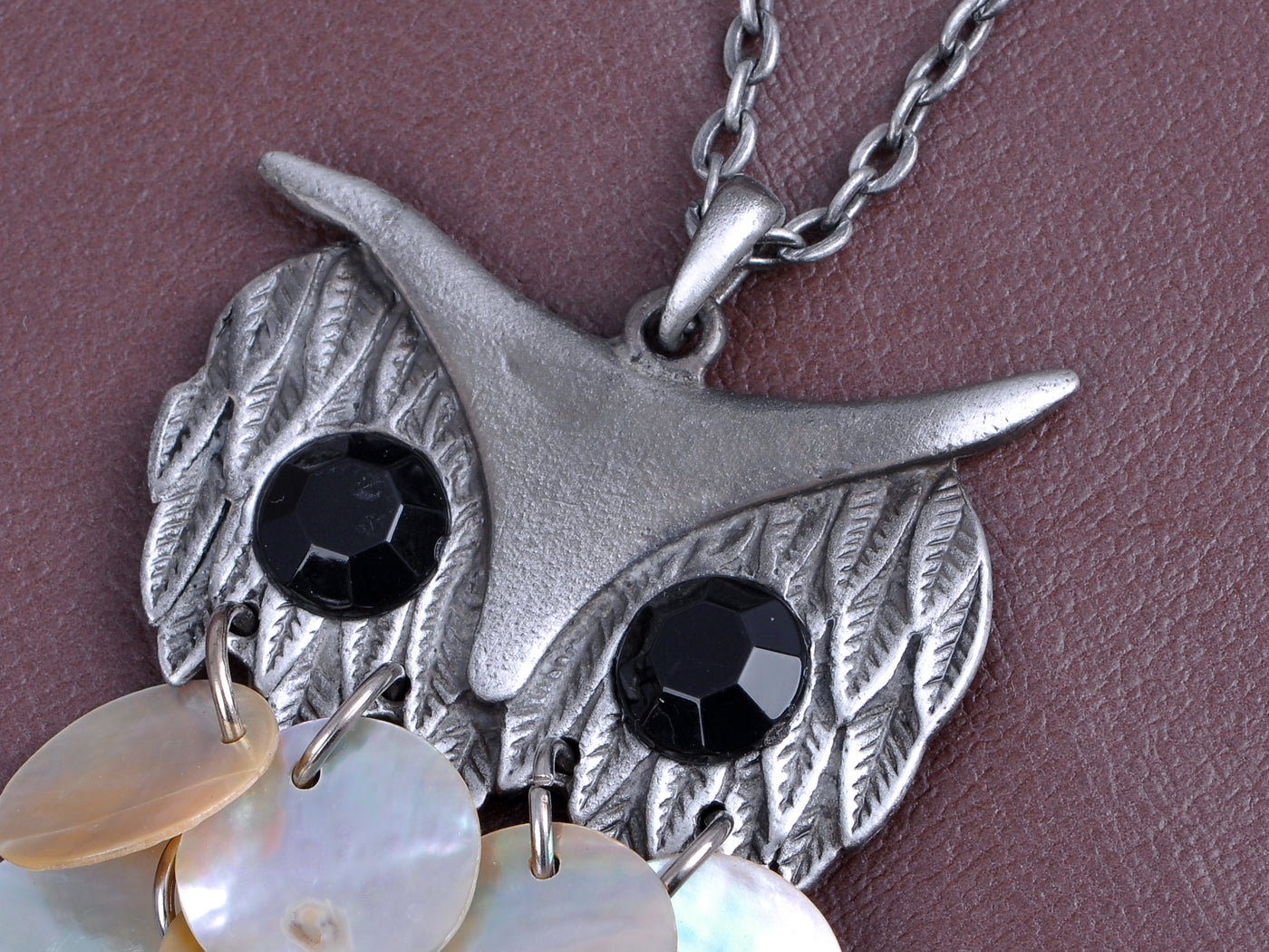 Silver Sea Shell Body Hooting Owl Brass Necklace Pendant