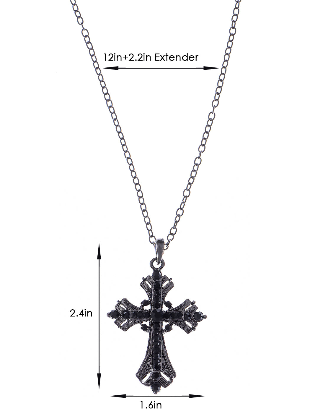 Religious Cross Pendant Necklace Aquamarine