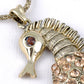Women Topaz Creature Seahorse Pendant Necklace