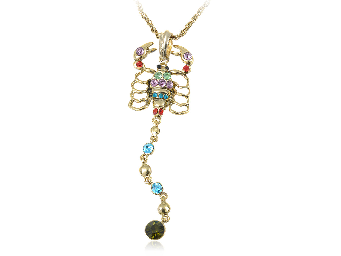 Multicolored Colorful Scorpion Tail Pendant Necklace