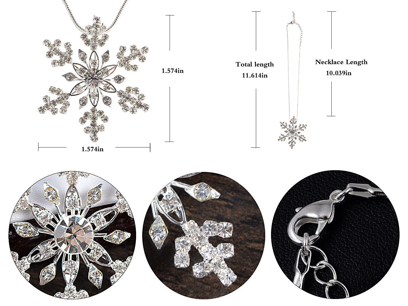 Colored Snowlake Winter Chain Necklace Pendant