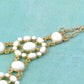 Festival Gold Tribal Ethnic White Bead Bib Sunburst Cluster Chain Floral Flower Necklace