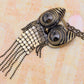 Antique Mesh Dangle Jet Black Eyes Owl Big Eyed Alien Pendant Necklace