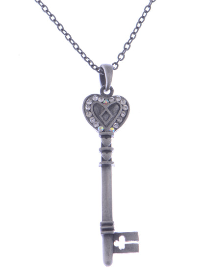 Heart Head Gothic Key Matte Pendant Necklace