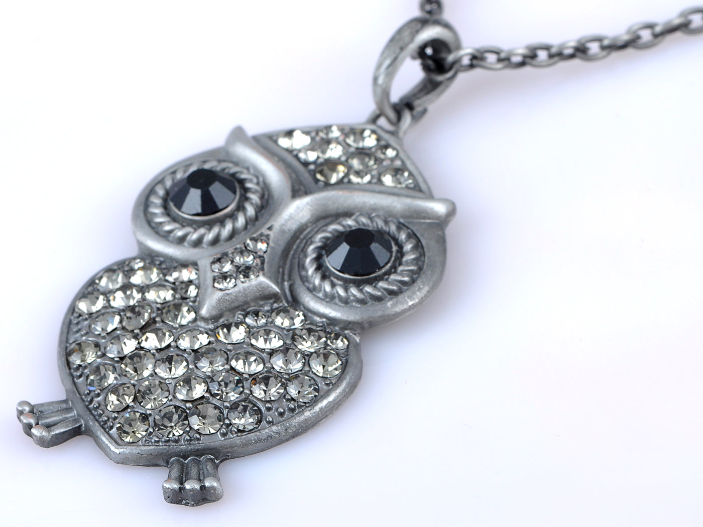 Abstract Big Fat Owl Bird Pendant Necklace