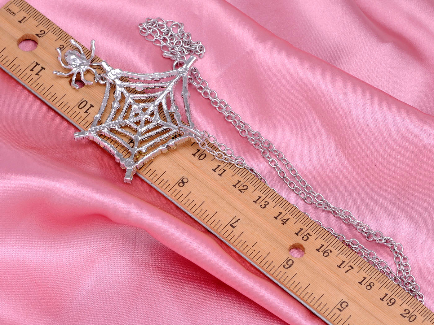 Iridescent Dangle Spider Web Pendant Necklace