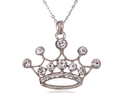 Colored Princess Crown Pendant Necklace