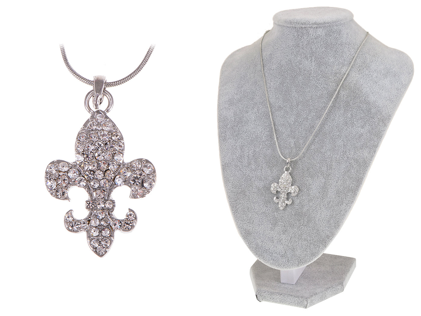 Iced Fleur De Lis Able Item Pendant Necklace