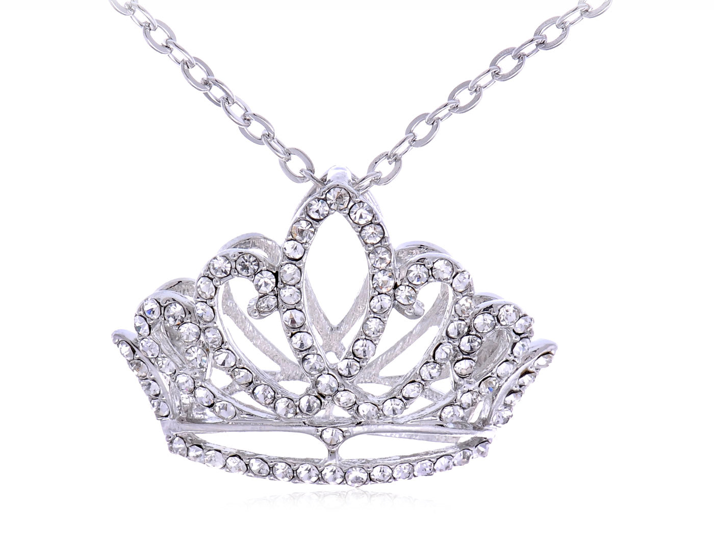 Princess Tiara Crown Pendant Necklace