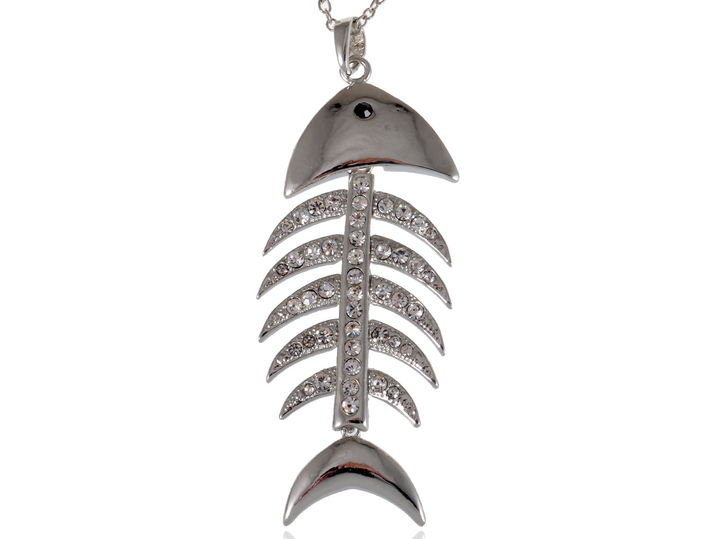 Fish Bone Skeleton Pendant Necklace