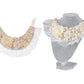 Ivory White Lolita Bridal Floral Pearl Beaded Fabric Ribbon Bib Necklace