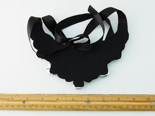 Smokey Faceted Beads Floral Ribbon Bib Necklace