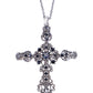 Jet Black Flourish Cross Pendant Necklace