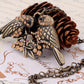 Brass Topaz Colored Twin Sparrow Lover Bird Pendant Necklace