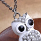 Pearls White Snow Owl Bird Pendant Necklace