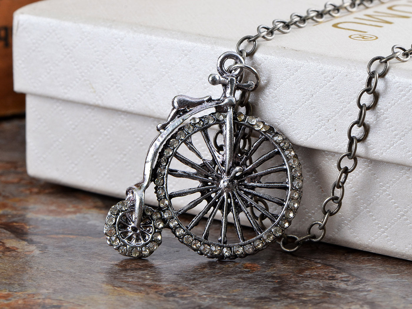 Big High Wheel Tricycle Bicycle Biker Pendant Necklace