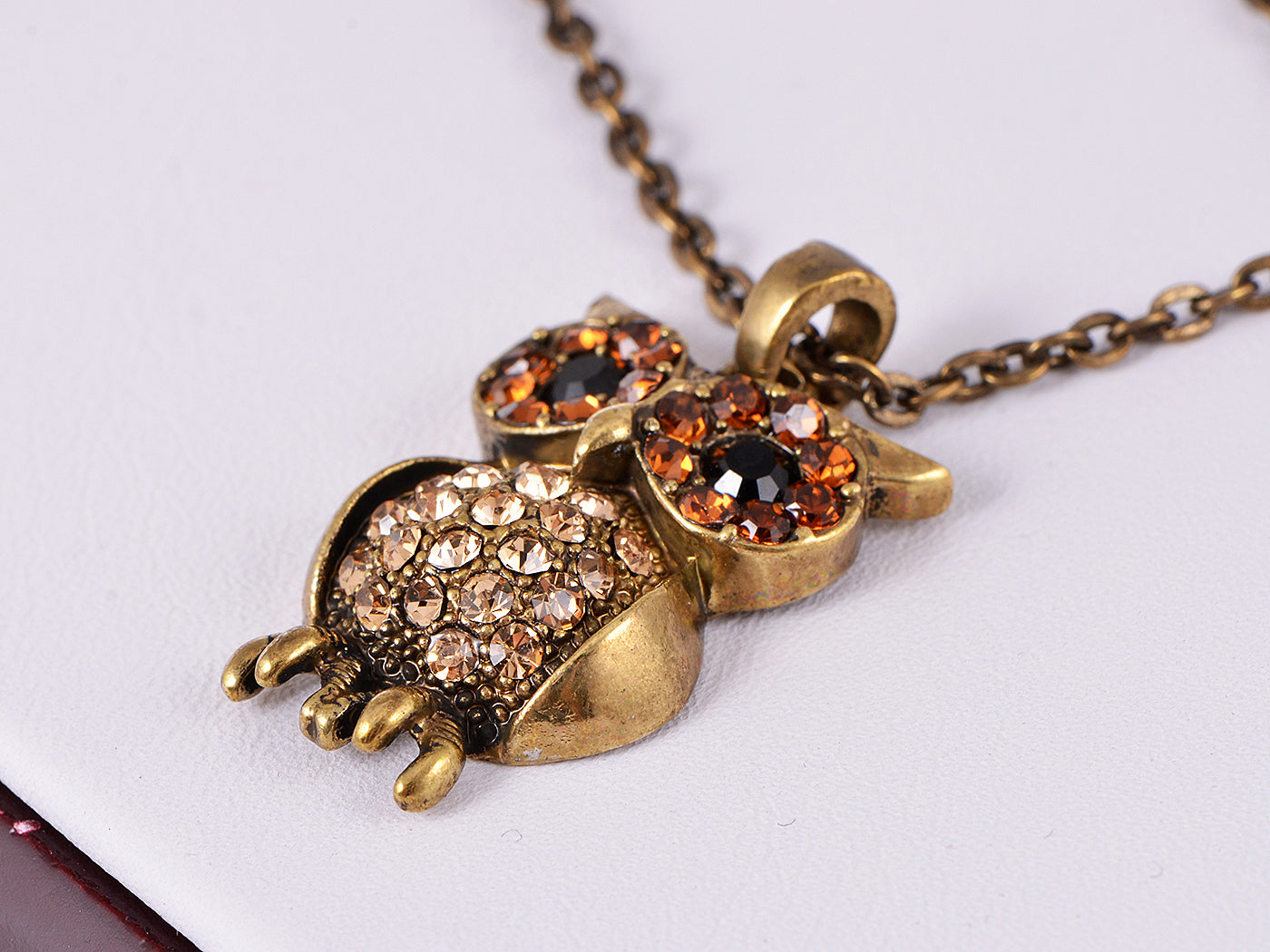 Topaz Curious Mr. Owl Big Eyed Pendant Necklace