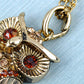 Vintage Brass Orange Topaz Mr. Owl Pendant Necklace