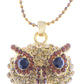 Colorful Owl Face Pendant Charm Statement Necklace