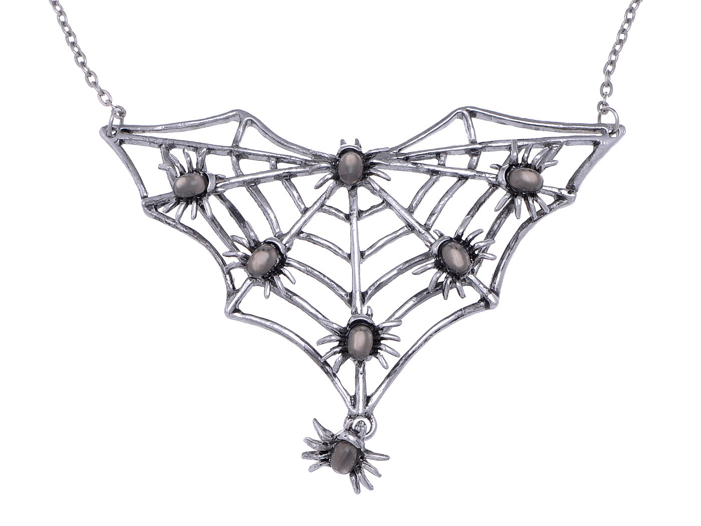 Gun Halloween Creepy Spider Web Bug Cutout Pendant Necklace