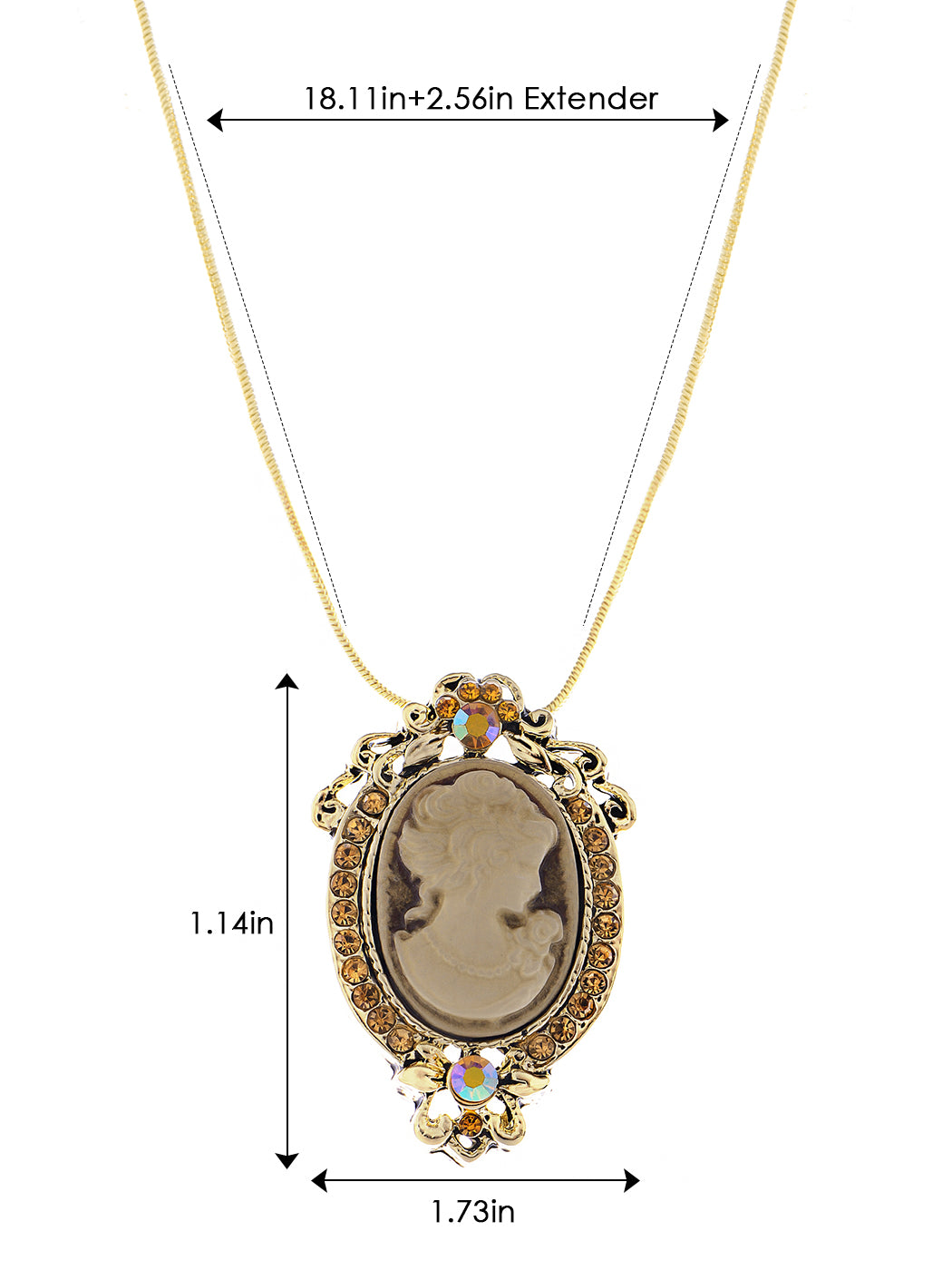 Gun Cameo Lady Victorian Pendant Necklace