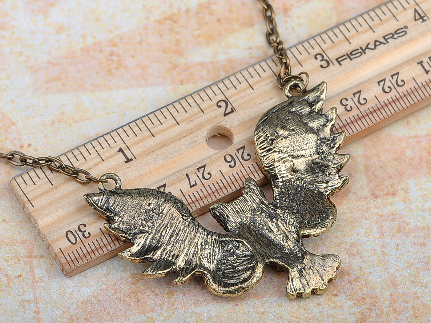 Antique Open Winged Owl Pendant Necklace