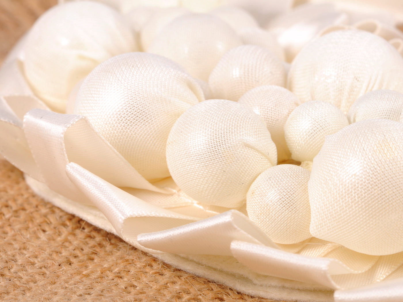 Gorgeous Festive Fancy Clustered Ivory Pearl Ribbon Bib Necklace