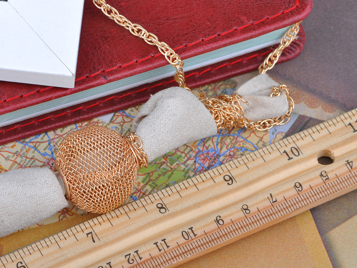 Fun Able Canvas Cloth Chain Ball Dangle Necklace