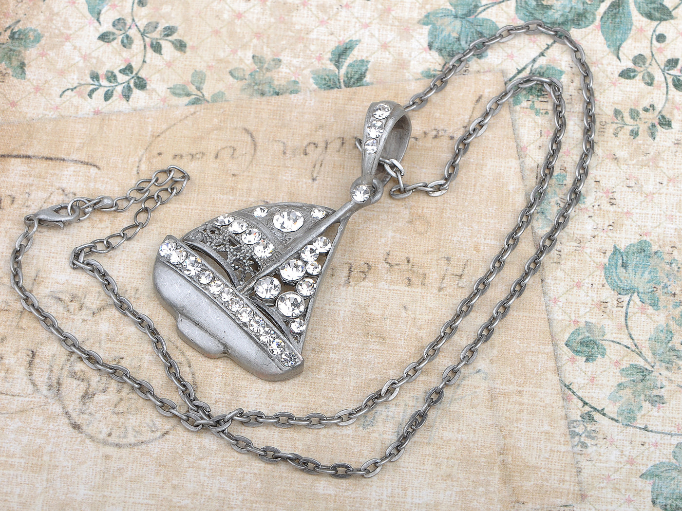 Nickel Nautical Sea Sail Boat Pendant Necklace