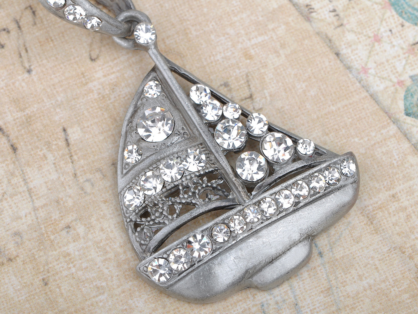 Nickel Nautical Sea Sail Boat Pendant Necklace