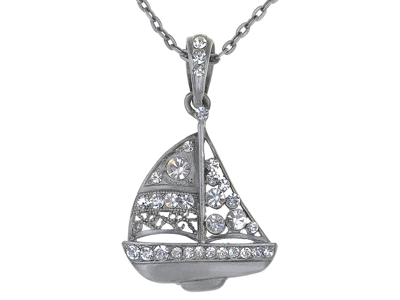 Nickel Nautical Sea Sail Boat Pendant Necklace