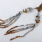 Bronze Multiple Beaded Strand Cluster Handcrafted Retro Necklace