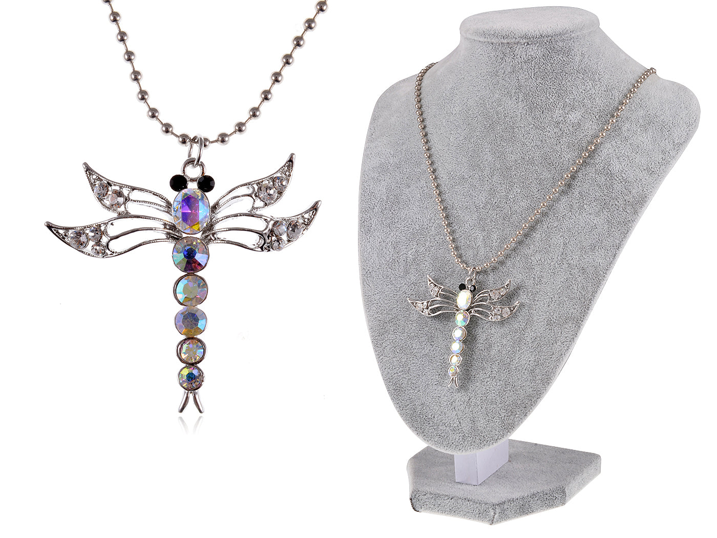 Glitter Colorful Dragonfly Pendant Necklace