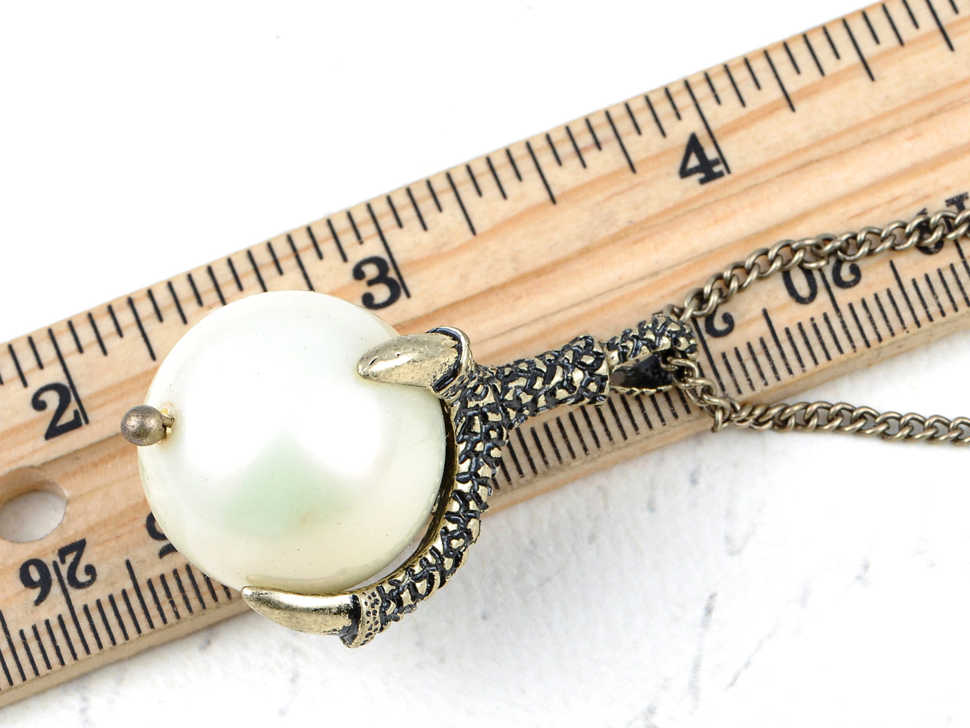 Antique Animal Claw Grasping Pearl Pendant Necklace