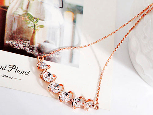 Rose Spiral Diamond Element Chain Necklace