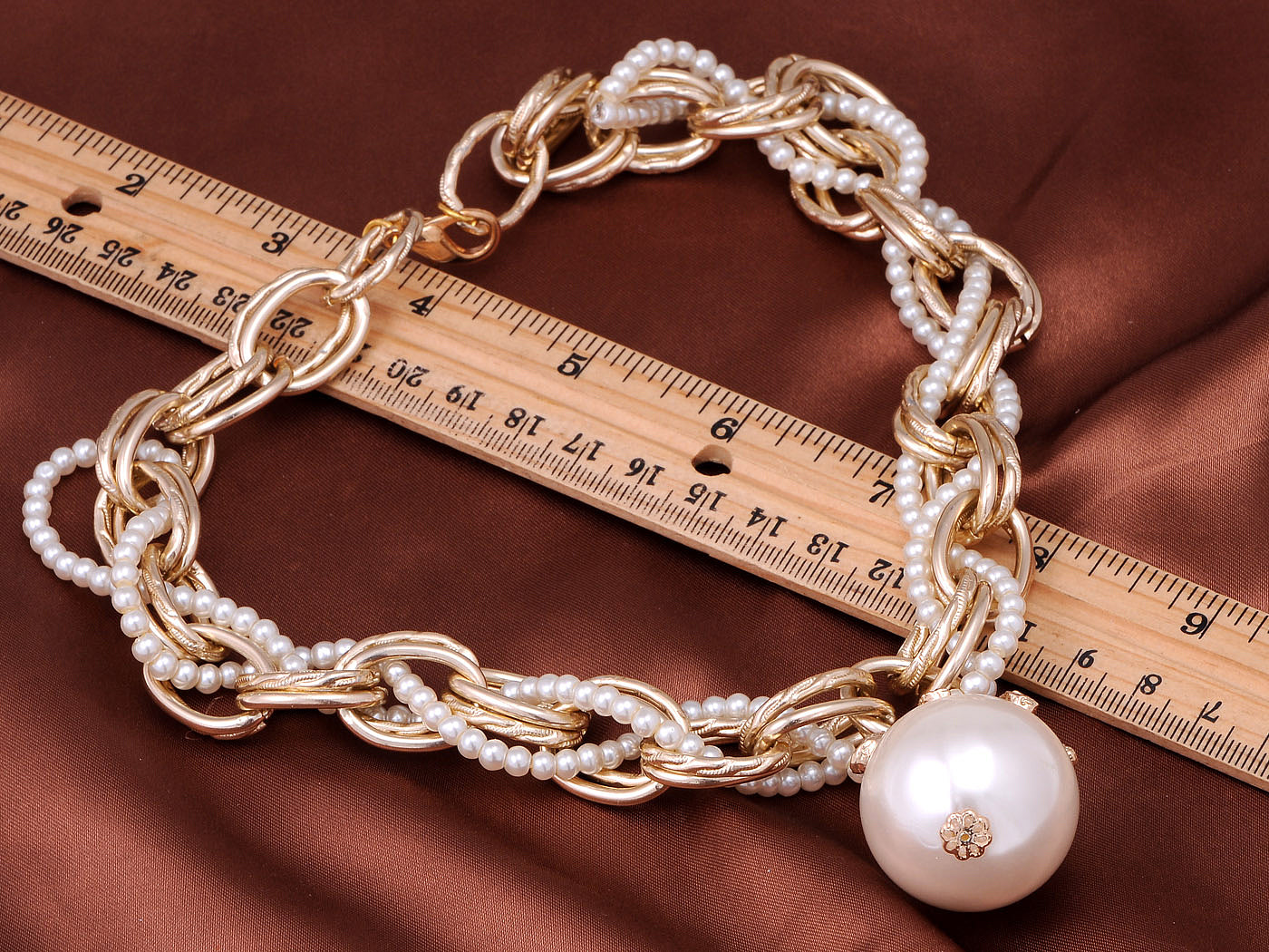 Chain Link Twist Braid Pearl Choker Necklace