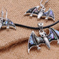 Abalone Colored Bat Vampire Necklace & Earrings Halloween Set