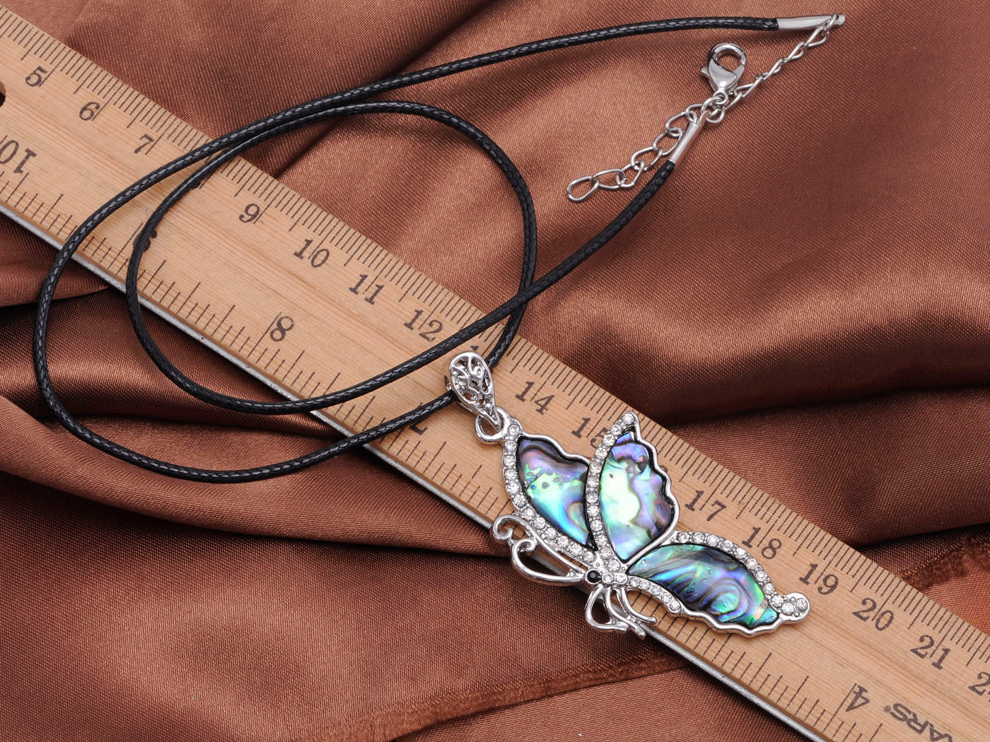 Side Profile Abalone Shell Wing Butterfly Necklace