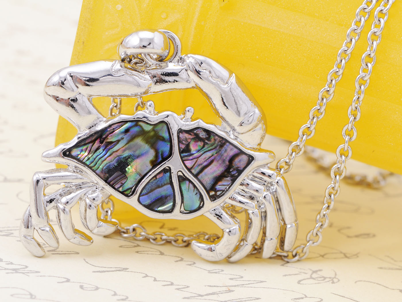 Abalone Shell Walking Ocean Crab Necklace