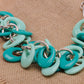 Retro Turquoise Oval Ring Chain Groovy Necklace