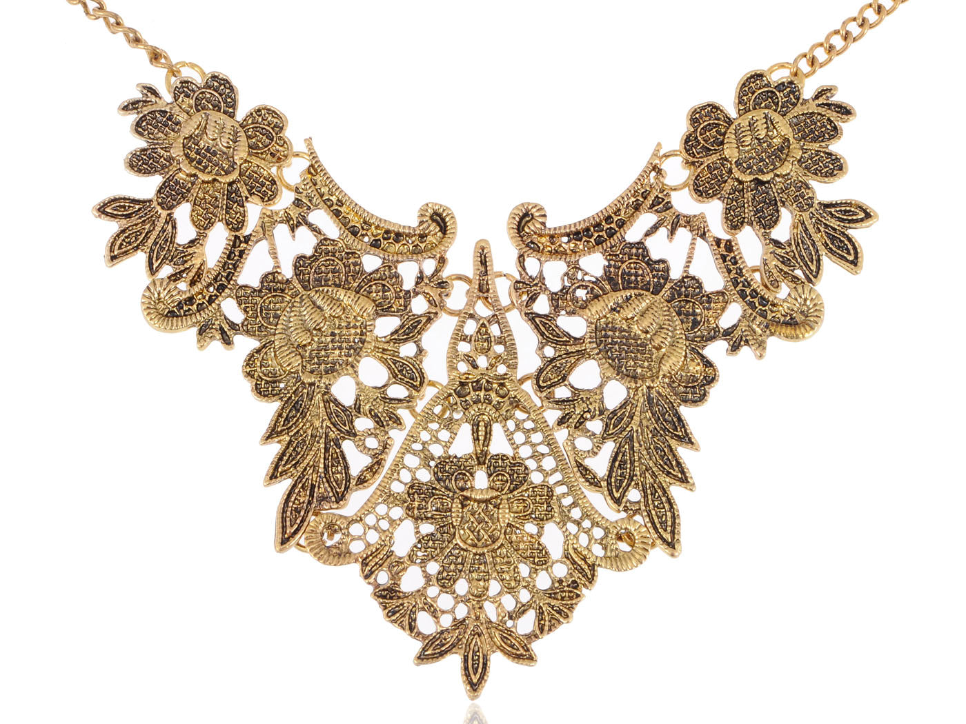 Antique Filigree Floral Collar Necklace