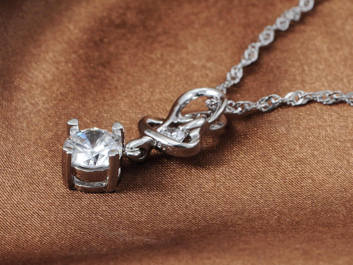 Entwined Lovers Heart Duo Pendant Necklace