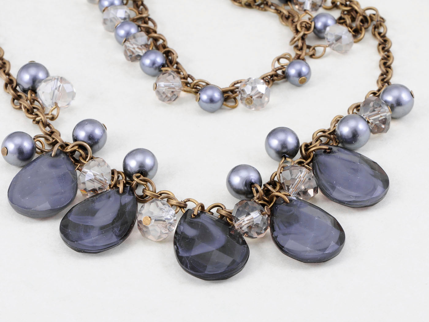 Dark Grey Dangling Beads Necklace