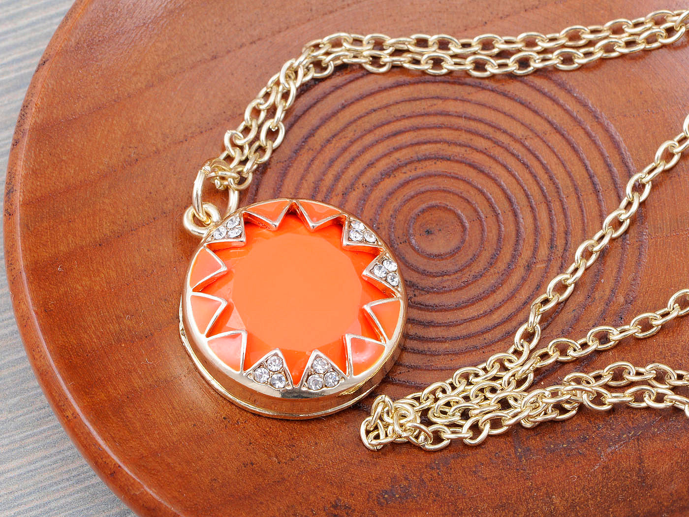 Yellow Orange Pendant Accented Necklace